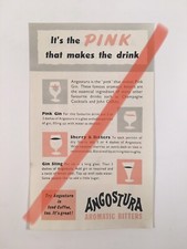 Original Vintage ANGOSTURA BITTERS Recipes Cocktails Punch Drinks Leaflet