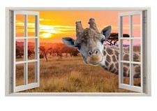 3D Fake Window Scenery Giraffe