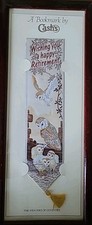 Framed Woven Silk Bookmark by Cash's: Barn Owls Young Owlets - Happy Retirement
