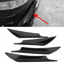 NEW Glossy Black Front Bumper Fin Valence Spoiler Lip Splitter Protect Diffuser