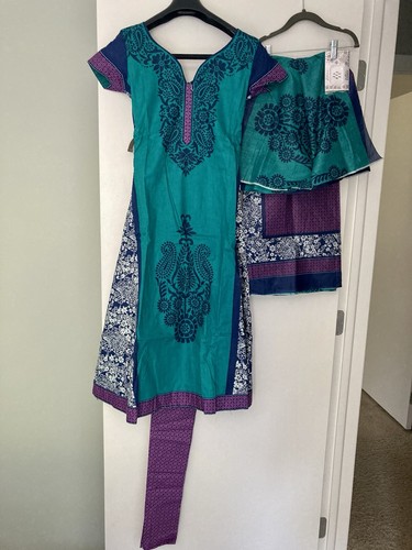 Nwt cotton teal churidar suit - teal,