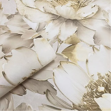 Cream Gold Floral Wallpaper 3D