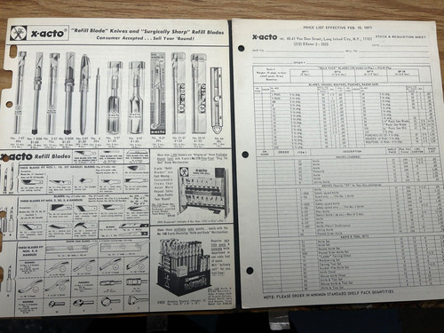 1971 acto products - x-acto, knife