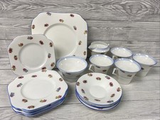 Colclough Vintage White Bone China Blue And Pink Floral 17 Piece Tea Set PK