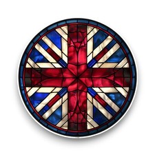 LARGE UK British Flag Stained Glass Window Design Opaque Vinyl Sticker Decal