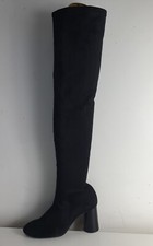 TOPSHOP DESIGNER UK 7 EU 40 WOMENS BLACK STRETCH THIGH OVER THE KNEE HEELS BOOTS