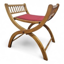 Vintage X frame stool -  Adjustable height - window seat - side bench