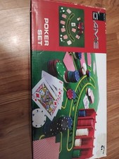 Poker Set - 36"x24" Mat, 200 Chips & Rack, Dealer & Blind Buttons, 2 Card Decks 