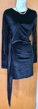 TOP SHOP BLACK VELVET MINI DRESS SIZE 12 PARTY COCKTAIL