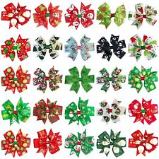 Christmas Hair Accessories Bows Clips Slides Xmas Santa, Trees, Snowman 3" ?