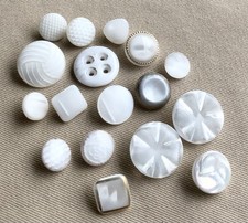 Antique Vintage White Glass Buttons, 10-18mm, Lot #2