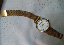 Classic Style Laura Ashley Sleek Magnetic Mesh Band Watch. Gold Tone.
