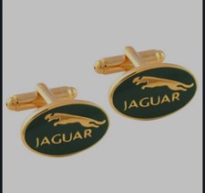 Jaguar GOLD Plated Car Cufflinks -Leaping Jaguar IN CUFFLINK POUCH UK SELLER