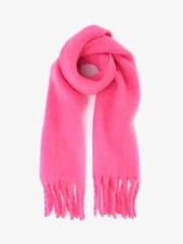 Mint Velvet Scarf Hot Pink Fringed Fuzzy Fluffy Warm Wide Blanket Bright Long