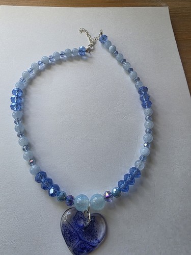 Blue resin pendent - blue, necklace