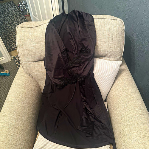 Black satin look short sleeve - black,
