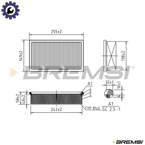 Air filter fa1626 for bertone - air,