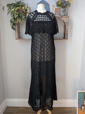 1970s inspired black crochet - black,