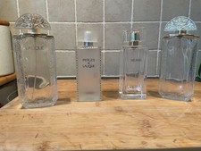 4 X LALIQUE GLASS PERFUME BOTTLES: PERLES, NILANG & LALIQUE INCLUDES LIDS & PUMP