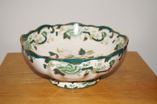 Ironstone Mason's Chartreuse Green Gold Footed Bowl Pedestal Bowl England 25CM