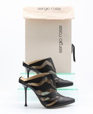 SERGIO ROSSI PVC LEATHER WOMENS HEELS STILETTO UK 4 EU 37 BLACK RRP £650 AD