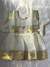 Indian Traditional  Ethinic Kids Girls Baby Zari Border Frock Kerala Tissue Onam