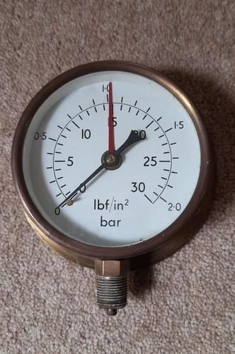Vintage brass pressure gauge - pressure,