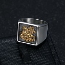 St George and Dragon Ring Gold