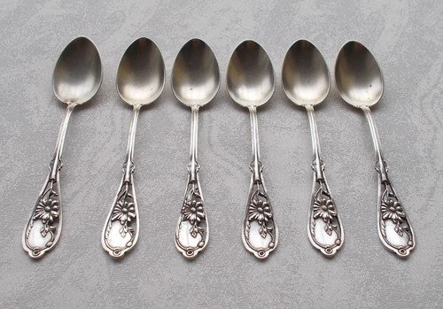 Rare set 6 mocha spoons - of,
