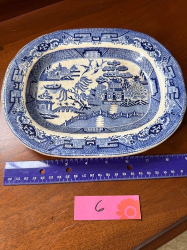 Antique blue willow platter - blue,