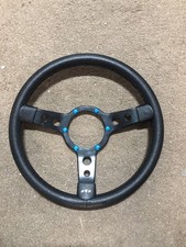 MOUNTNEY 13" INCH BLACK VINYL STEERING WHEEL BLACK SEMI-DISHED CENTRE