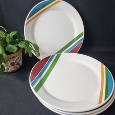 Ikea Rare Striped Set Of 4 Dinner Plates Striped 90s Vintage 11in 