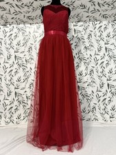 Red Floor Length Halter Tulle