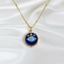 18k Gold Blue enamel Evil Eye