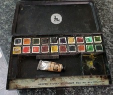 VINTAGE REEVE'S STUDENT'S COLOUR BOX No. 61A., WITH PAINTS IN POTS, NOT COMPLETE