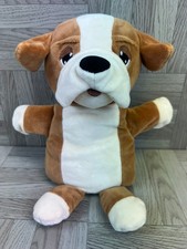 Hand Puppet - Dog - Little Town Timeless Toys - Plush Toy - Brown & White Soft