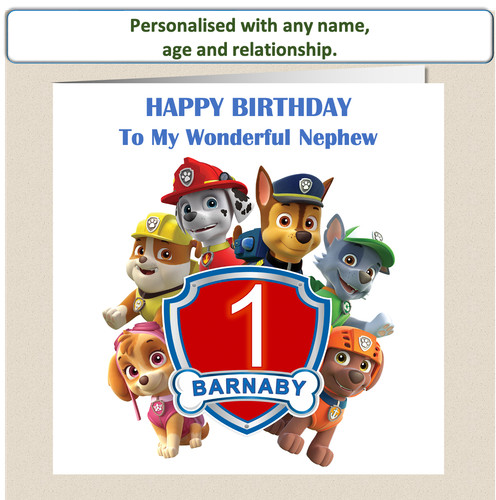 Personalised paw birthday card - personalised,