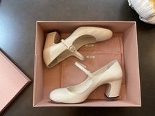 Miu Miu Cream Leather Mary Jane Shoes