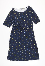 Cotton Traders Women's Navy Floral Knee Length Fit & Flare Dress Size 12