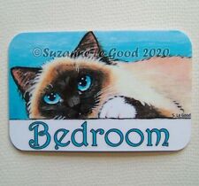 Birman Cat art painting Bedroom door laminated sign original by Suzanne Le Good