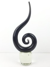 Large Black Twist Swirl Glass Swirl Sculpture Murano Style Handmade 38.5 cm H