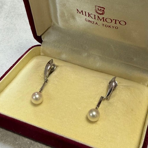 Mikimoto pearl earrings silver - mikimoto,