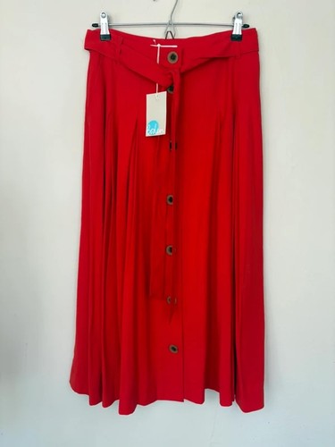 Boden red cotton pleated midi - cotton,