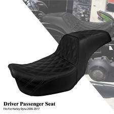 Black Driver Passenger Gel Seat For Harley Dyna Fat Street Bob Low Rider 06-2017