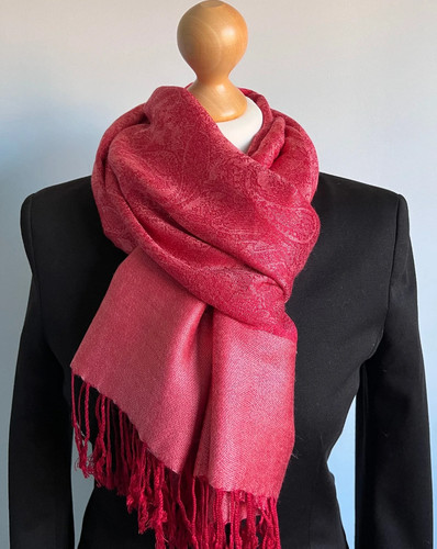 Raspberry red scarf cashmere - raspberry, scarf,
