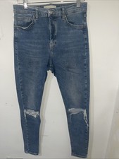 Topshop Jamie High-Wasted Skinny Distressed Blue Light Wash W28 L28