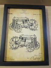 Superb Framed Henry Ford 1919 Antique Tractor Design Patent Print Art Poster
