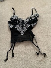 Preowned Good Condition Black With White FlowerReflective Dots Corset Suspender