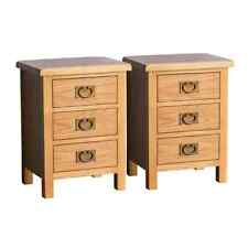 Oak Bedside Cabinets 3 Drawer