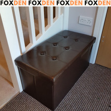 Brown Ottoman Storage Box Faux
